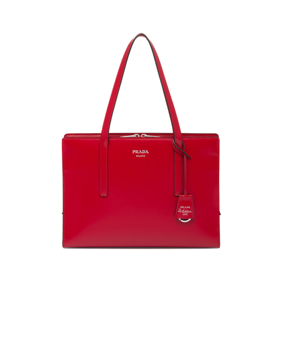 Prada Prada Re-edition 1995 Brushed-leather Medium Handbag Scarlet | IMEKWA176