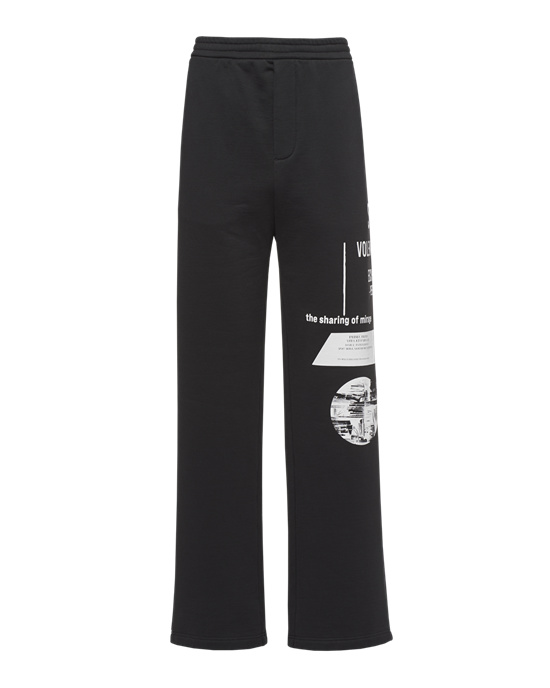 Prada Printed Bavlnene Fleece Pants Čierne Biele | OXZDQH082