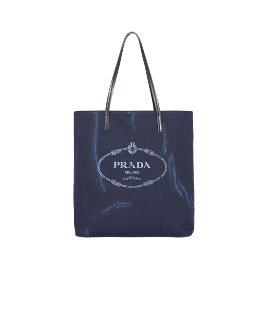 Prada Printed Denim Tote Modre Čierne | EHVKDZ856