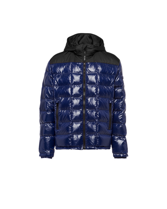 Prada S Kapucňou Nylon Down Jacket Modre | BUDYFM928