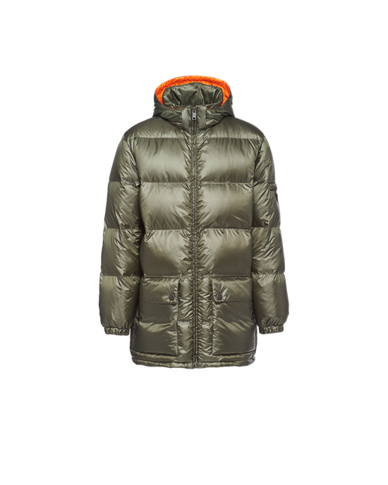 Prada S Kapucňou Nylon Down Jacket Zelene Oranžové | YGHKLE628