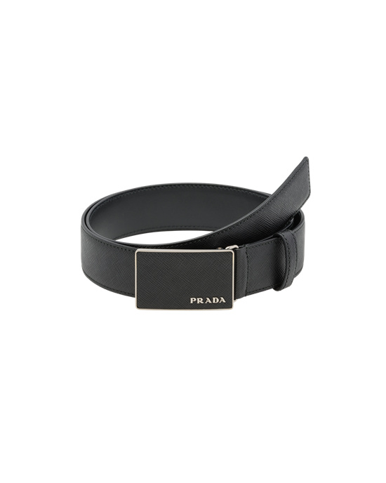 Prada Saffiano Kozene Belt Čierne | GZYXJN762