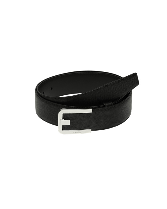 Prada Saffiano Kozene Belt Čierne | WNGPDQ047