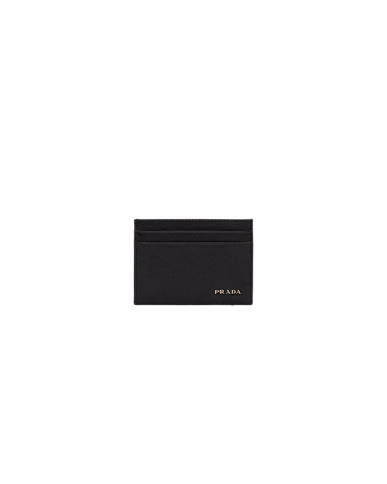 Prada Saffiano Kozene Card Holder Čierne | KXECRS639