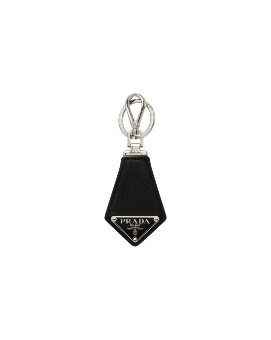 Prada Saffiano Kozene Keychain Čierne | AKQXMU148