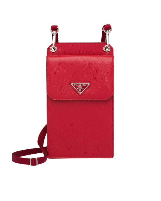 Prada Saffiano Kozene Smartphone Case Červené | JHCFYP275