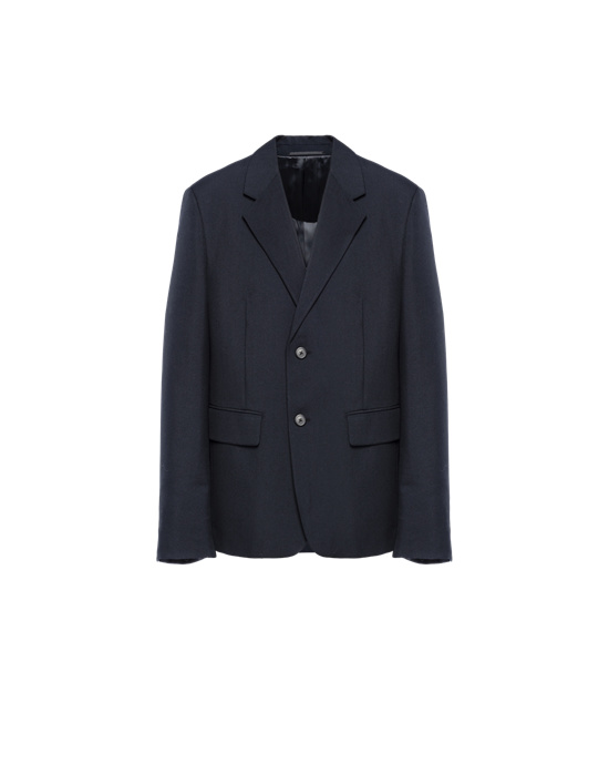 Prada Single-breasted Wool Blend Jacket Námornícka Modrá | GBQXJS380