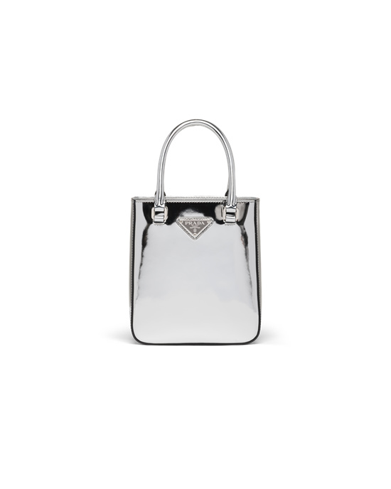 Prada Small Brushed Kozene Tote Strieborne | AYEPZR214