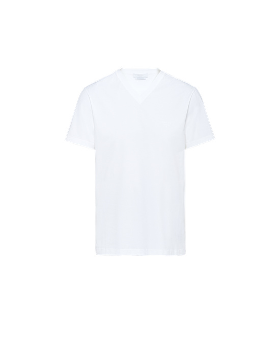 Prada Stretch Bavlnene T-shirt Biele | GPKDVS719