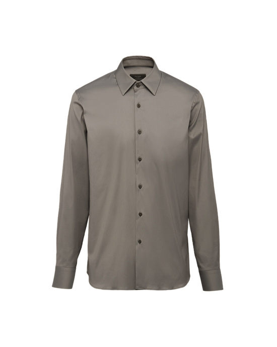Prada Stretch Poplin Shirt Iron Gray | OGRESN209