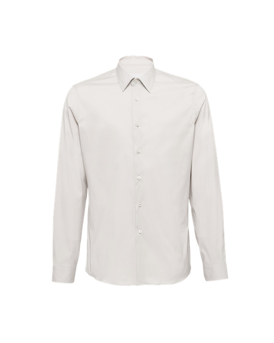 Prada Stretch Poplin Shirt Pearl Gray | JKTLPY173