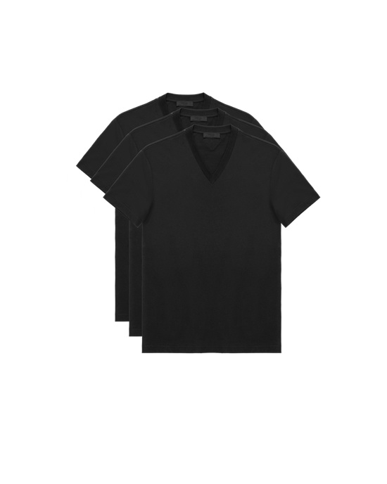 Prada Three Pack Bavlnene Jersey T-shirts Čierne | NSXZLA985