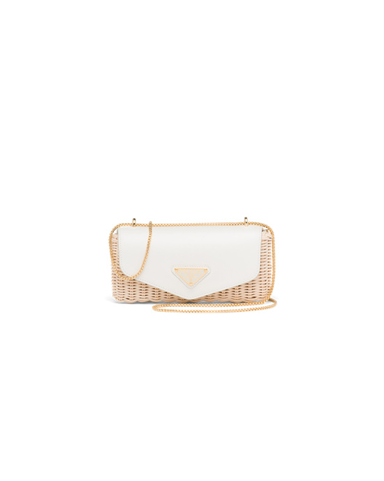 Prada Wicker And Kozene Mini-pouch Biele | QMFZAU508