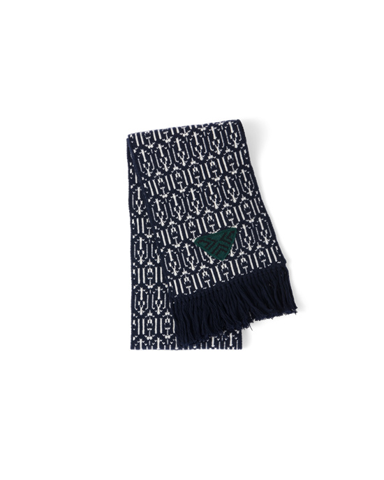 Prada Wool And Cashmere Jacquard Scarf Námornícka Modrá | MVAXET854